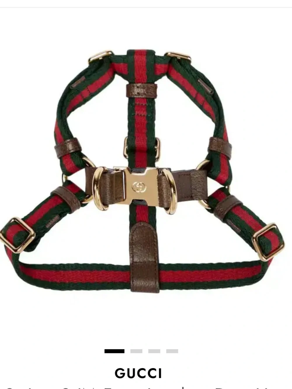 GUCCI Web Stripe S/M Faux Leather Dog Harness NEW